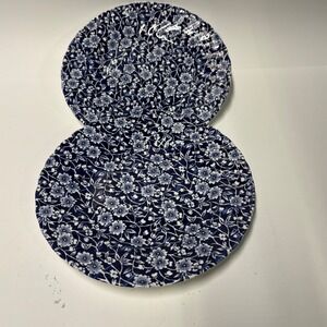 Queen's Blue Calico Saucers Set of 2 Churchill Myott England Floral Chintz 6"